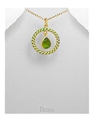 Colored Enamel Pendant Necklace In Brass