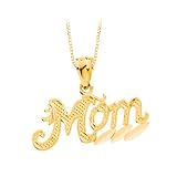 14K Yellow Gold Mom Pendant with Chain