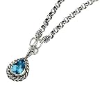 Blue Topaz 4.7 Carat (ctw) Gemstone Necklace in Sterling Silver with 14K Gold Accents