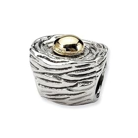 Reflections(tm) Sterling Silver and 14k Birds Nest Bead Charm by