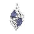 14K White Gold Iolite and Diamond Pendant