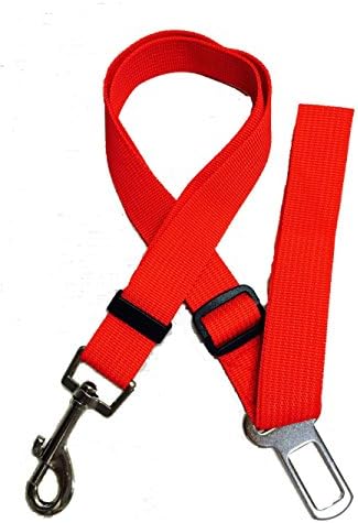 Multi-function Safety Dog Car Seatbelt -Also a Great Walking leash(Red,For small medium dogs)