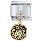 August Peridot Color Emblem Dangle Italian Charms