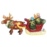 Westland Giftware Mwah Magnetic Reindeer and Sleigh Salt and Pepper Shaker Set, 2-3/4-Inch