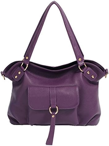 SAIERLONG Women's Tote Single Shoulder Bag Purple Genuine Leather