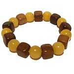 Aragonite Bracelet 08 Stretch 10mm Wood Brown Yellow Gemstone Crystal Healing