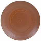 Quid - 7065043 - Set de 6 Assiettes Plates - Biloba Marron - Gamme Excellence - Grès - 26,5 cm