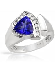14K White Gold Tanzanite and Diamond Ring -- LIFETIME WARRANTY