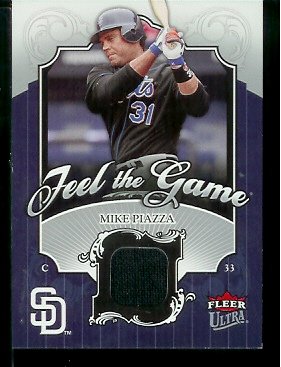 2006 Ultra Feel The Game Mike Piazza Game Used Jersey New York Mets Baseball Card - Mint Condition - Shipped In Protective ScrewDown Case!