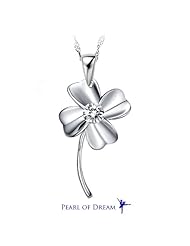 Four Leaf Clover White Gold Plated 925 Sterling Silver Pendant Necklace