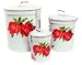 White Canister Set w/ French Chic Red Roses ~ Vintage Shabby Chic Canister Set ~ Kitchen Storage Can