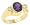 Bezel Set Ring with Oval Amethyst Center and 2 Round Diamond Side Stones 0 .14cttw - Size 4.0