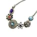 HuntGold Women Fashion Retro Crystal Diamond Flower Bronze Pendant Chain Choker Necklace