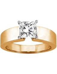 0.50 Ct Princess H/I SI1/SI2 Diamond 14K Yellow Gold Ring