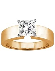 0.60 Ct Princess H/I I1 Diamond 14K Yellow Gold Ring