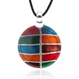 Best Price Chuvora Hand Blown Venetian Murano Glass Pendant Necklace Rainbow Colors