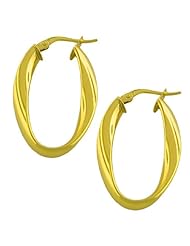 14 Karat Yellow Gold Polished Twist Oval Hoop Earrings