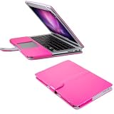 GMYLE (R) Premium Quality Hot Pink PU Leather with Microfiber Clip on Sleeve Filp Cover Case for MacBook Air 13 13.3