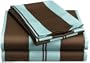 Regency Collection 310 Thread-Count Havana Stripe Queen Sheet Set, Blue/Chocolate