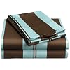 Regency Collection 310 Thread-Count Havana Stripe Full Sheet Set, Blue/Chocolate