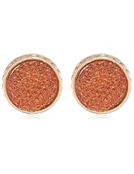 Napier "Color In Command" Gold-Tone and Brown Round Button Earrings