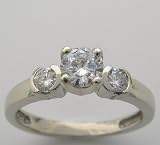14k White Gold Three Stone Diamond Engagement Ring