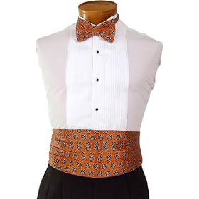 Auburn Cummerbund and Bow Tie Set - Auburn University Orange Cummerbund Set with AU Logo