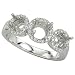 14K White Gold Three Stone Round Diamond Semi Mount Engagement Ring