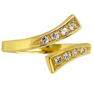 Solid 14K Yellow Gold Cubic Zirconia Classic Toe Ring by 