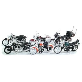 1/18th Scale Harley Davidson Set of 6 Motorcycles (Harley 21)