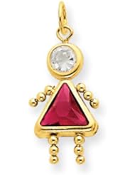 14k Gold July Girl Birthstone Charm