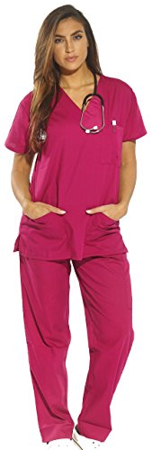 Just Love Women's Fuchsia Scrub Set - Large
