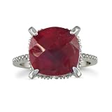 Ruby and Diamond Ring Crafted in Sterling Silver 7 1/2ct tgw