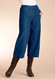 Roamans Plus Size Wide Leg Crop Denim Capri