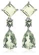14k White Gold Green Amethyst Dangle Earrings