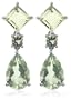14k White Gold Pear and Square Shaped Green Amethyst Dangle Earrings