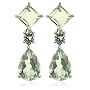 14k White Gold Green Amethyst Dangle Earrings
