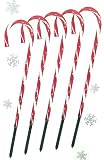Set Of 5 Lighted Random Twinkling Candy Cane Lawn Stakes 28