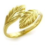 18K Yellow Gold Satin/Polished Feather Ring