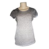 BurnoutKingUSA   Charcoal Burnout   Crew Neck  Sheer Racey Lace Women T Shirt Top Medium