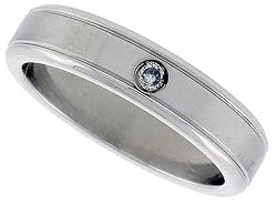 StainlessSteel1/4in.(6mm)Bandw/SingleCZStone(AvailableinSizes8to14),size9