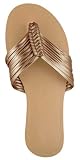 Capelli New York Ladies Metallic Pu Strappy Wide Thong Ladies Fashion Flip Flop
