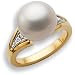 14K Yellow Gold South Sea Pearl With Side Diamond Ring
