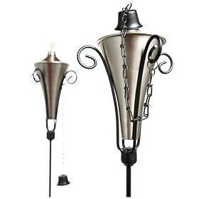 Strathwood Pewter-Finish Torchiere, Set of 2