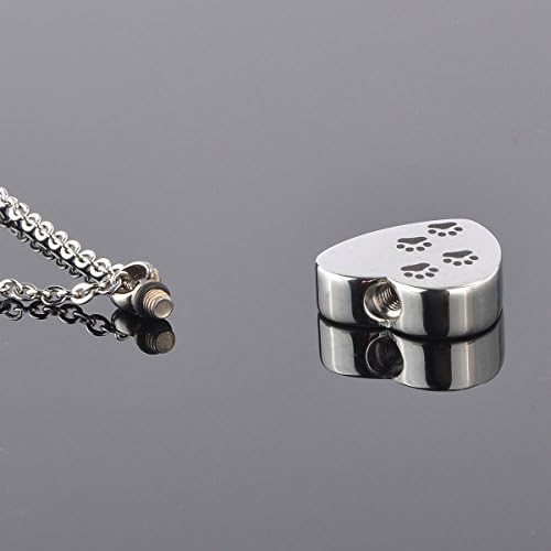GIONO Cremation Jewelry Puppy Pet Dog Paw Print Heart Necklace Memorial Urn Pendant Ashes
