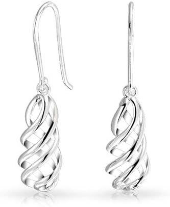 Bling Jewelry Four Strand Wire Twist Drop Spiral Sterling Silver Dangle Earrings