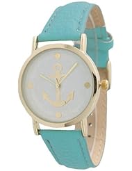 Womens Geneva Anchor Style Leather Watch - Turquoise