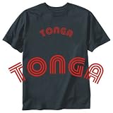 T-SHIRT BLACK  WORD TONGA RETRO 