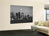 Black and White Skyline at Night, Boston, Massachusetts, USA , 48x72