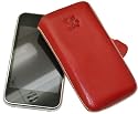 Original Suncase Leder Etui Tasche speziell fuer Apple iPhone 3Gs 16GB - 32GB / iPhone 3G 8GB - 16GB / Lasche mit Rueckzugfunktion / in Rot